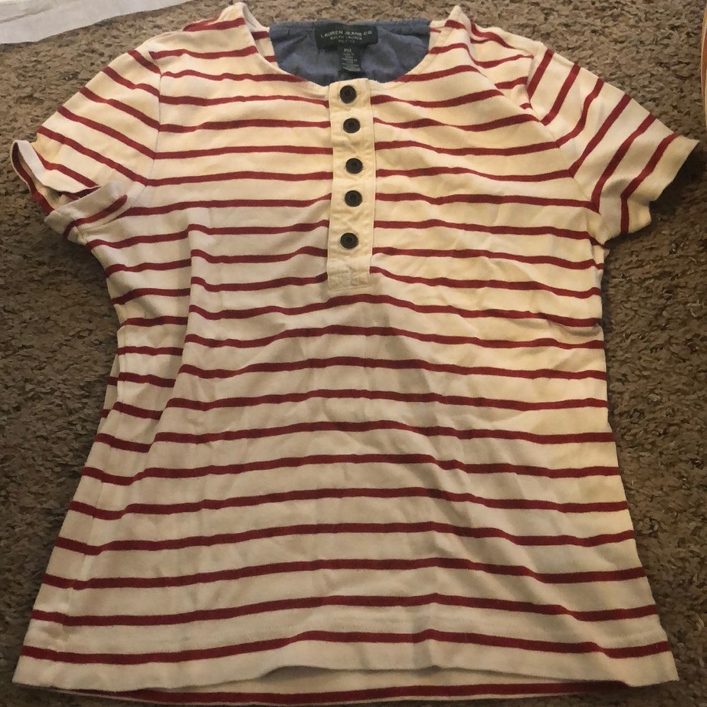 Ralph Lauren Cream & Red Striped Shirt